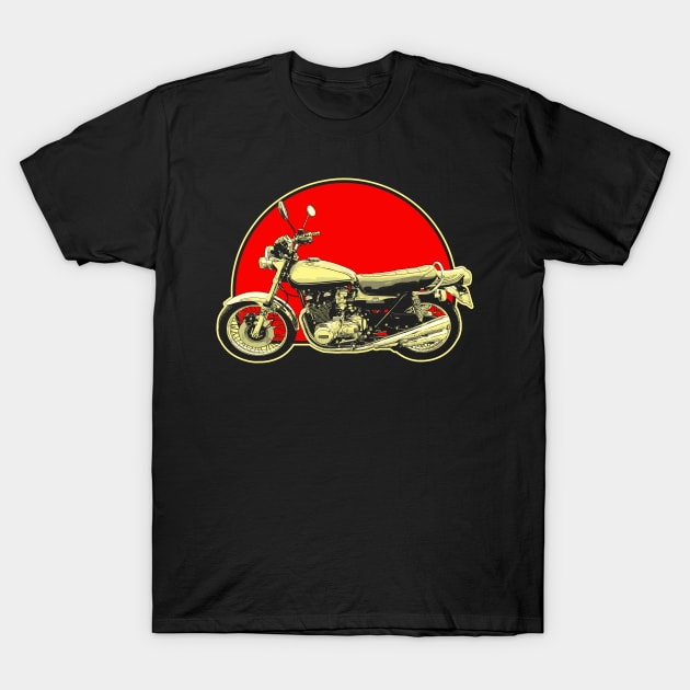 1972 Kawasaki Z1 Retro Red Circle Motorcycle T-Shirt by Skye Bahringer